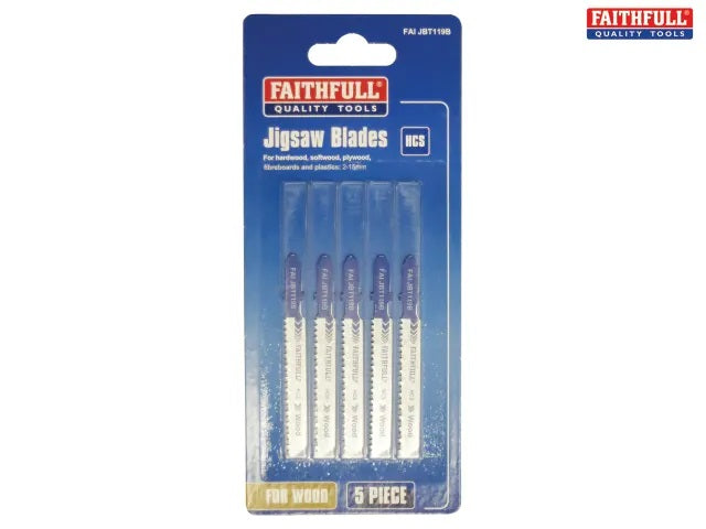 Faithfull Quality Tools - Jigsaw Blade 5 pack - Wood - 2-15, 3-30, 4-50, 5-50, 10-45 & 10-65 mm