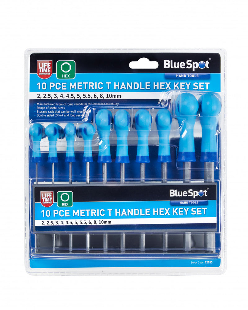 BlueSpot 10 PCE Metric T Handle Hex Key Set 2-10mm (12185)