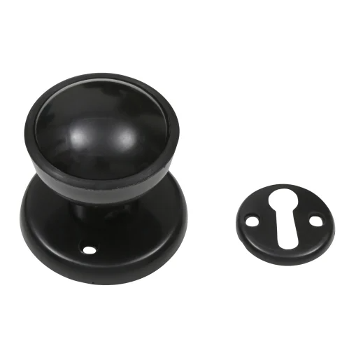 Black Rim Mortice Knob - Pair
