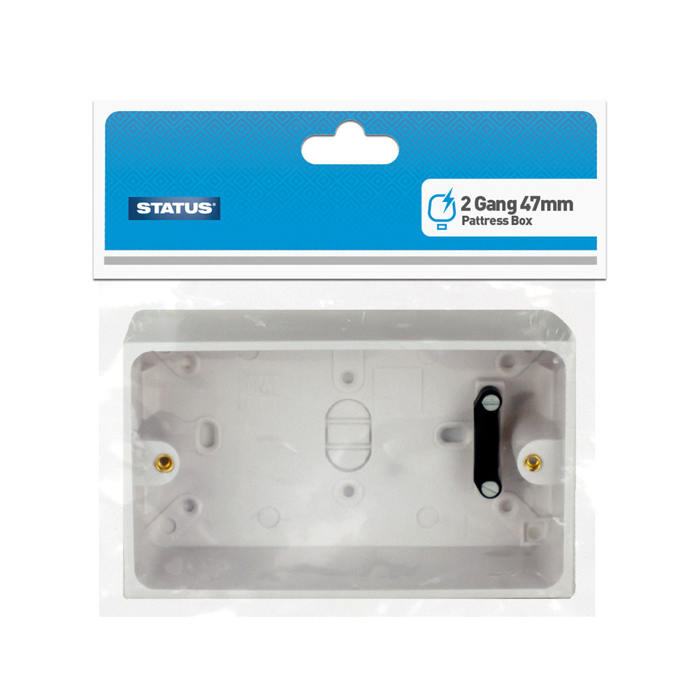 Pattress Box - White Plastic - 2 Gang - 25mm, 35mm & 47mm