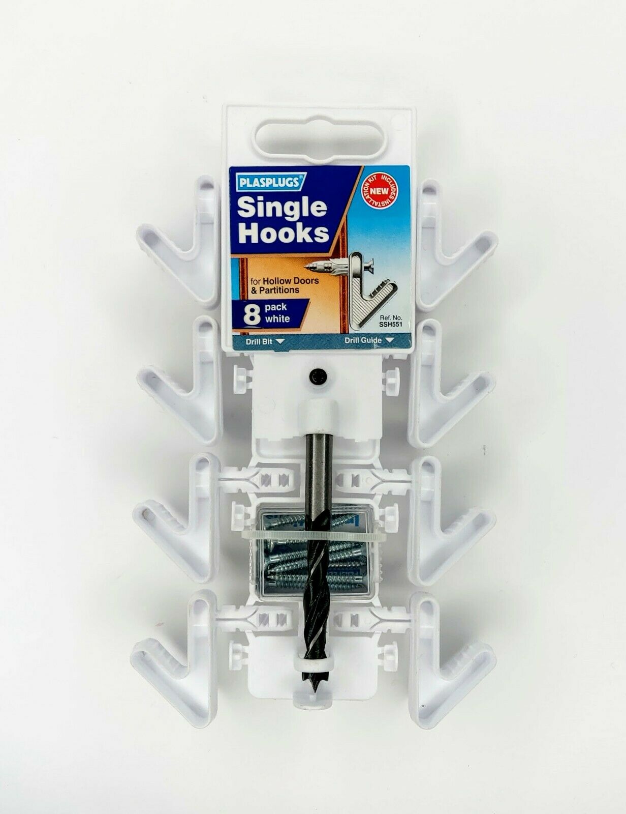 Plasplugs Single Hooks for Hollow Doors & Partitions 7 Pack (1 Missing)
