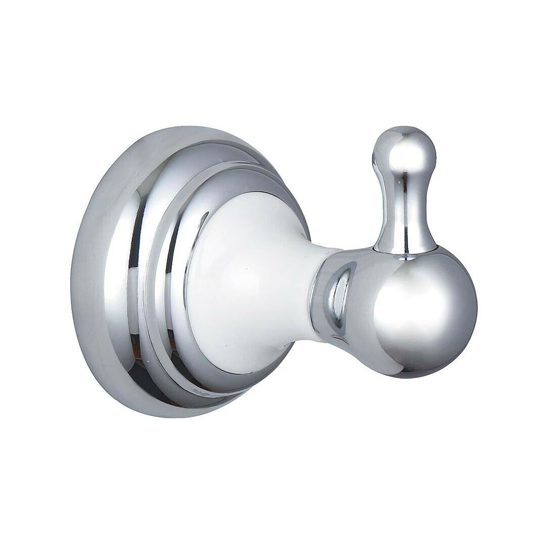 Mondella Overture Robe Hook Smooth Curves Ceramic Trim, Chrome Plated