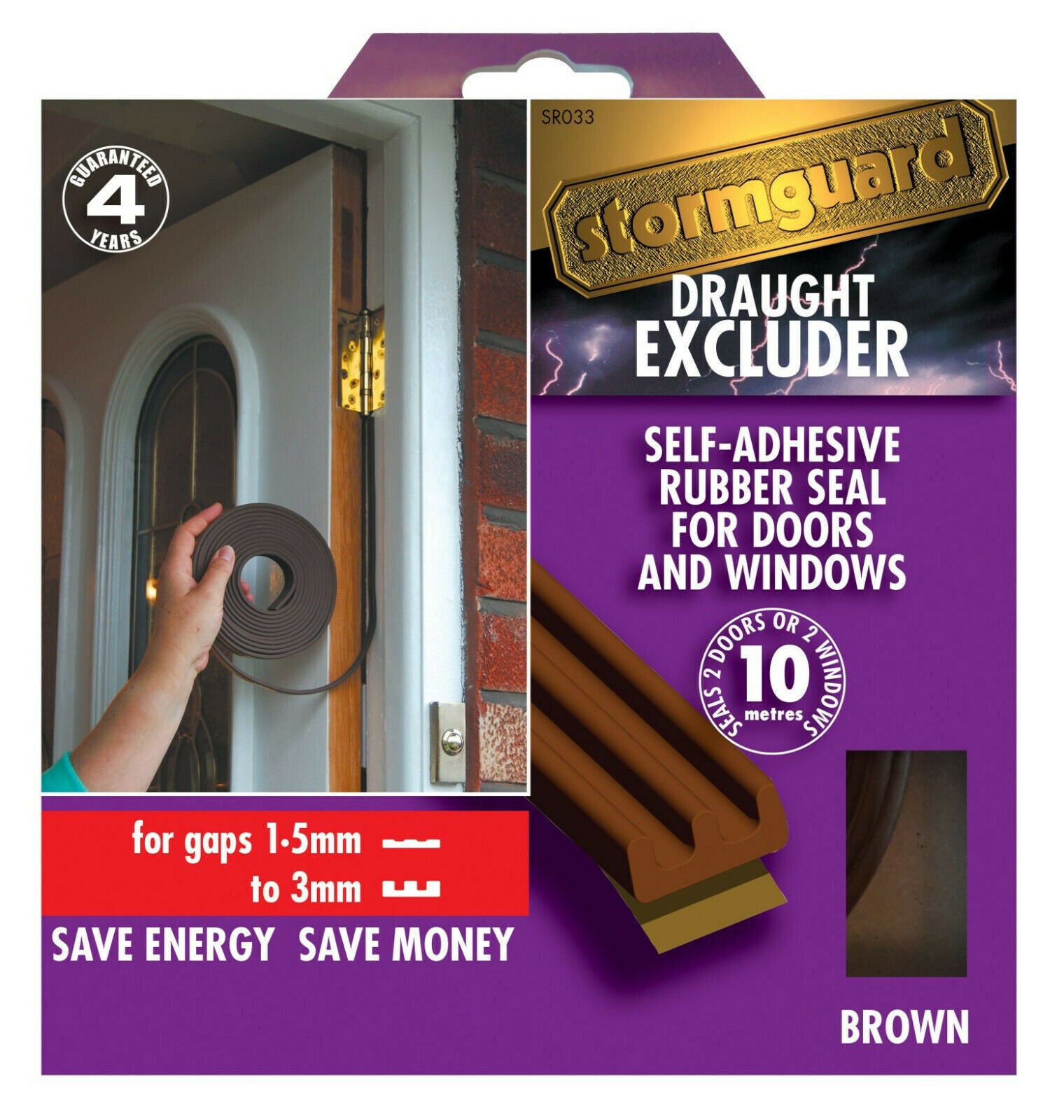 Stormguard Draught Excluder E Strip Brown 5 Metres