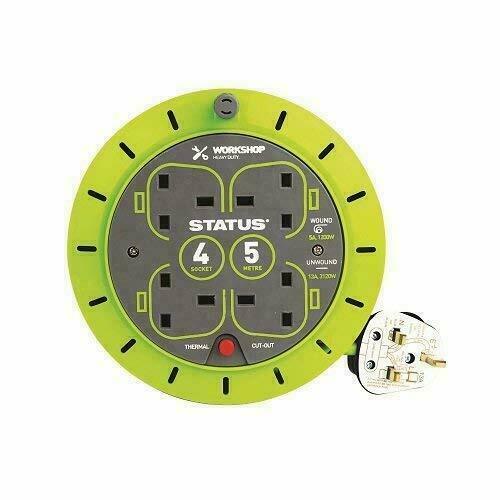 2 & 4 Way UK Mains Socket Multiplug Extension Cable Cassette Reel 5m