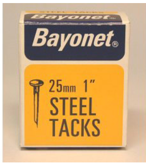 Steel Tacks/ Fine Cut Tacks - 13 mm (1/2"), 15 mm (5/8"), 20 mm (3/4"), 25 mm (1") & 30 mm (1 1/4") - 40g - 50g pack