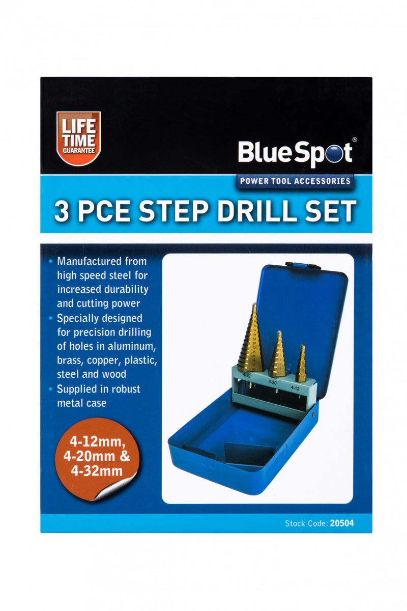 BlueSpot - 3 PCE HSS Step Drill Set (4-32mm) (20504)