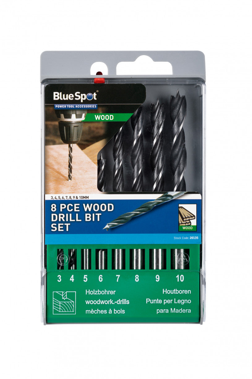 BlueSpot Wood Drill Bit Set - 5 PCE & 8 PCE