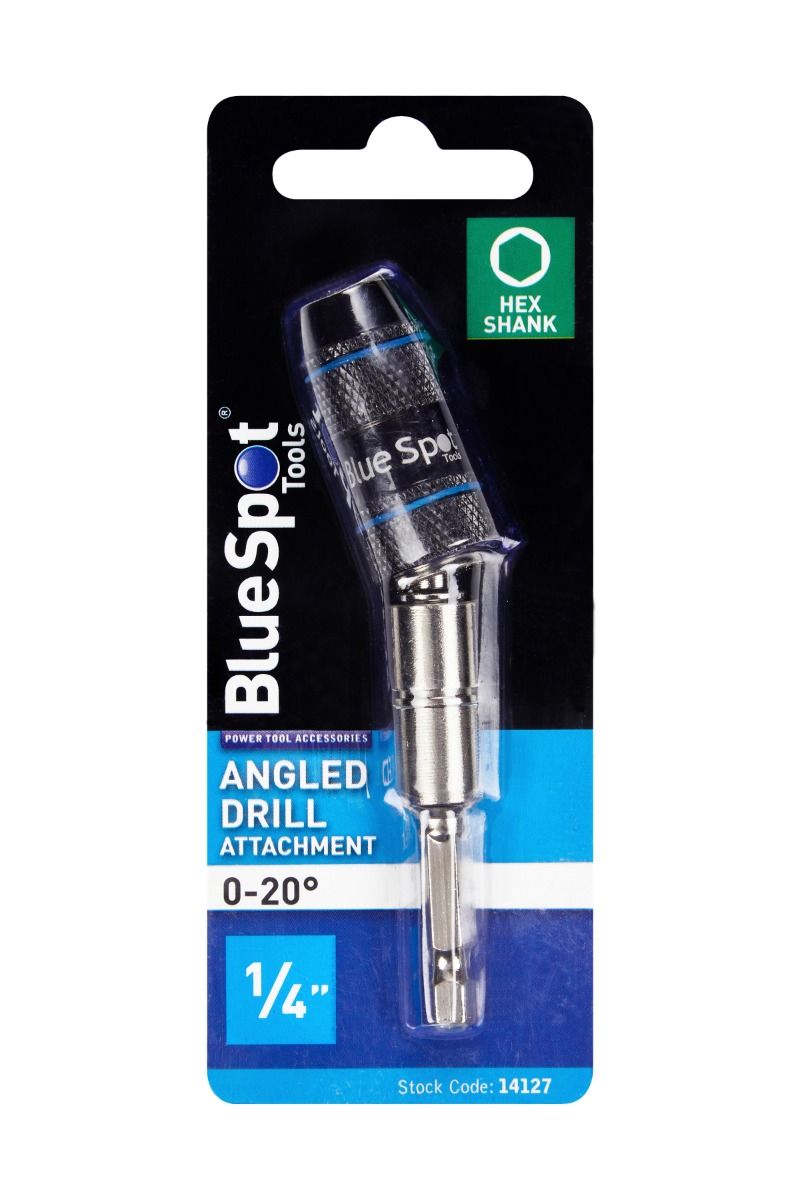 Bluespot 1/4in Hex Shank Angled Bit Holder (14127)
