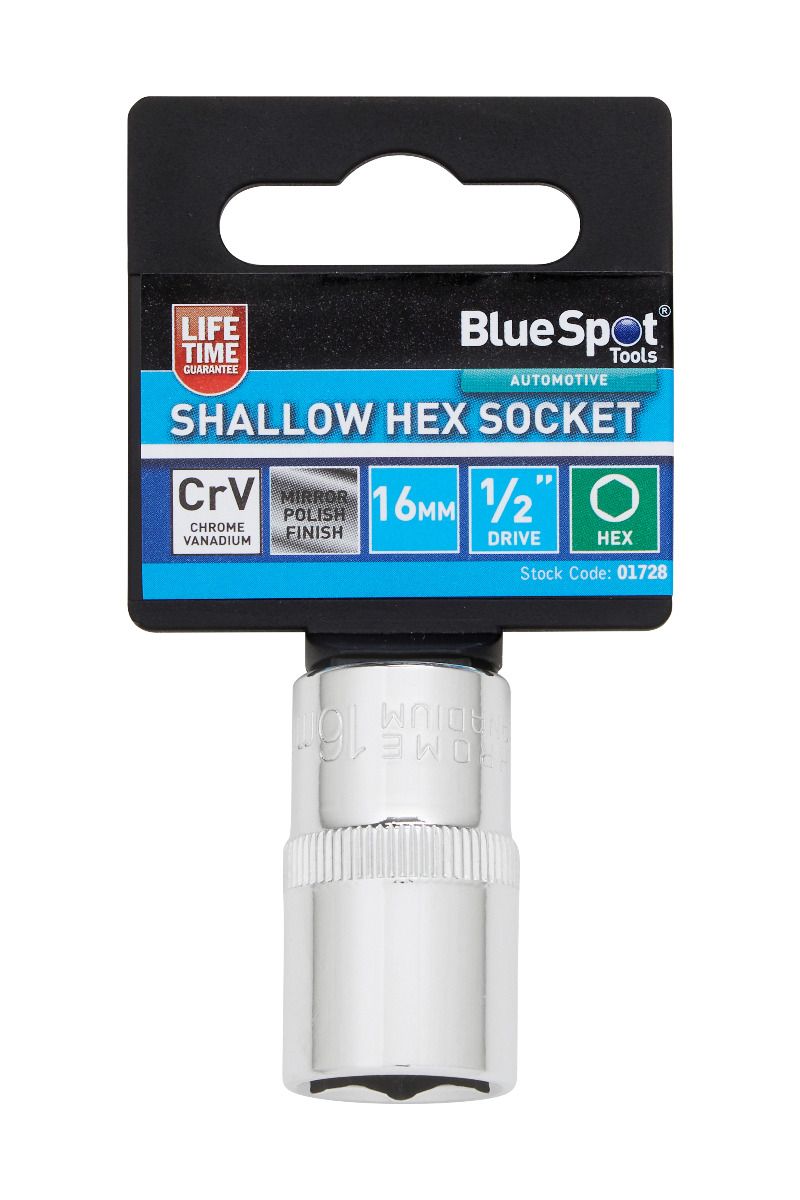 Bluespot 16mm Shallow Hex Socket (01728)