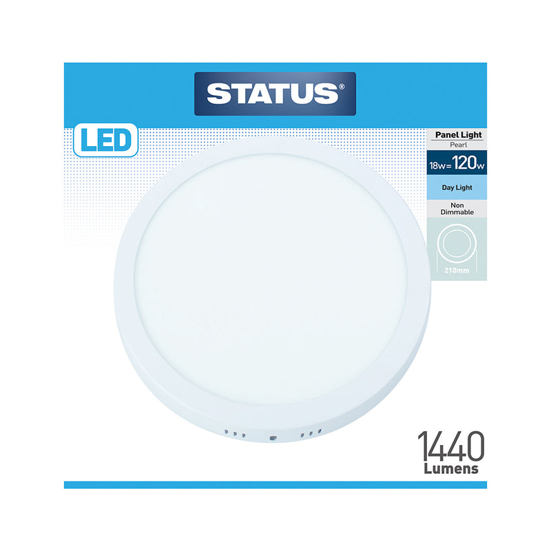 Status LED Panel Light Pearl 18w=120w Daylight Non Dimmable 210mm Round