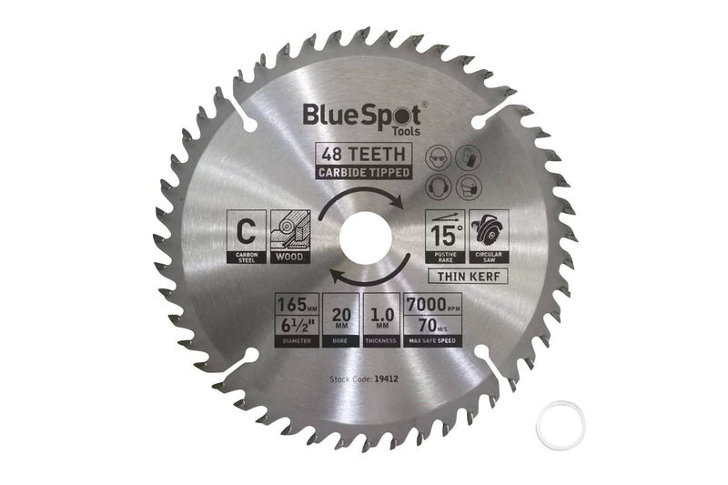 BlueSpot TCT Circular Saw Blade 165mm x 20mm (48 Teeth) (19412)