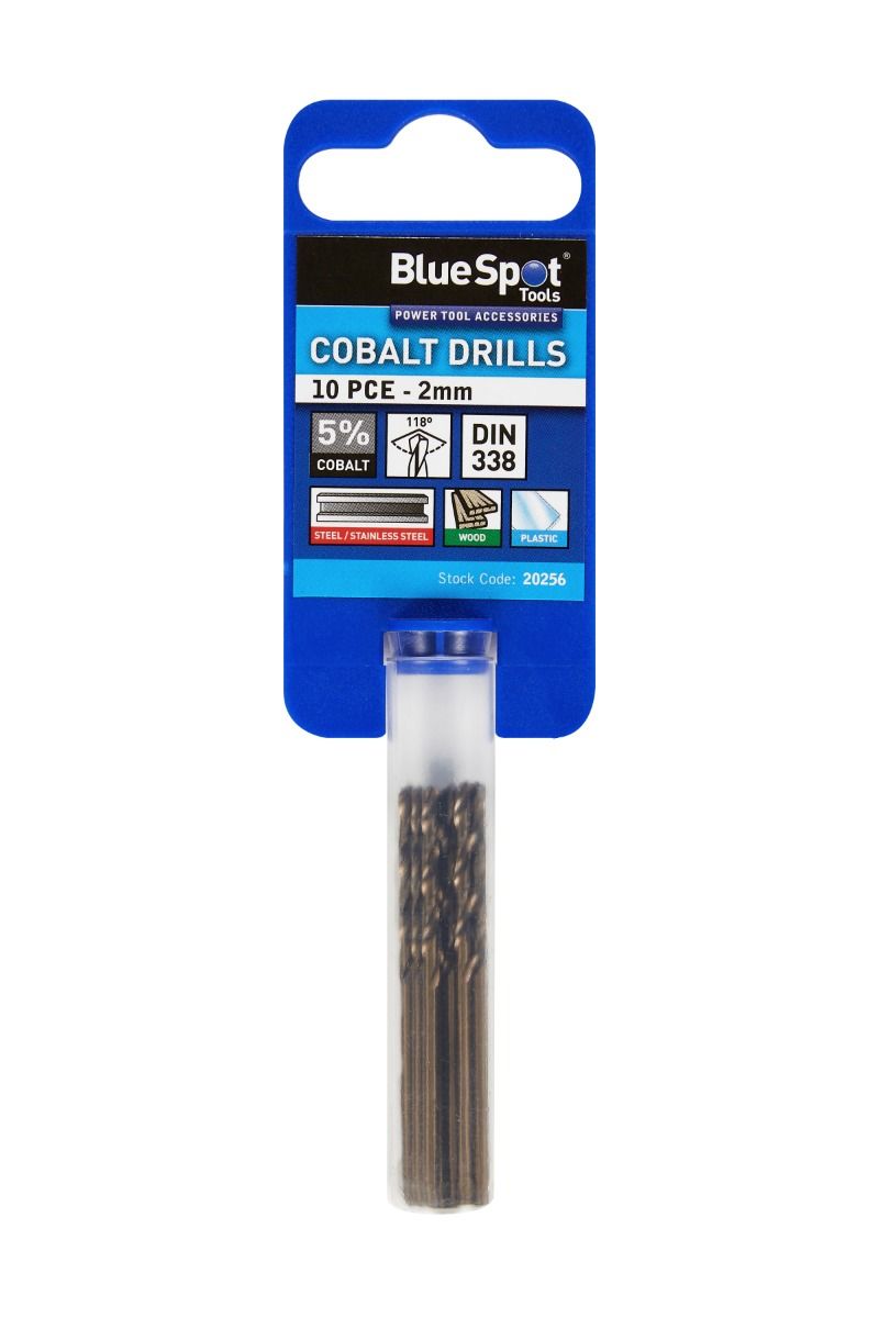 Bluespot 10 PCE Cobalt Drills 2mm (20256)