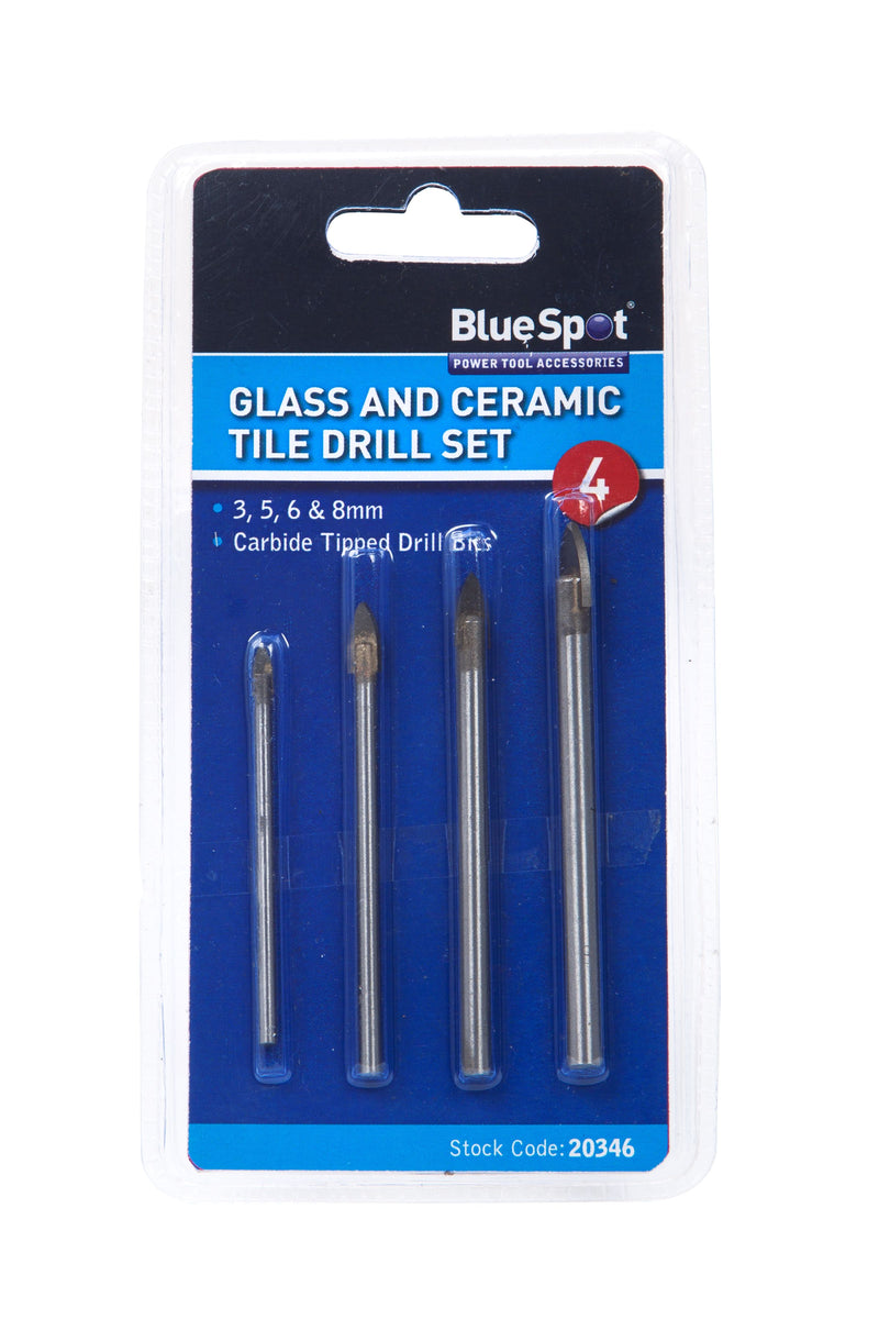 BlueSpot 4 PCE Glass and Ceramic Tile Drill Set (20346)