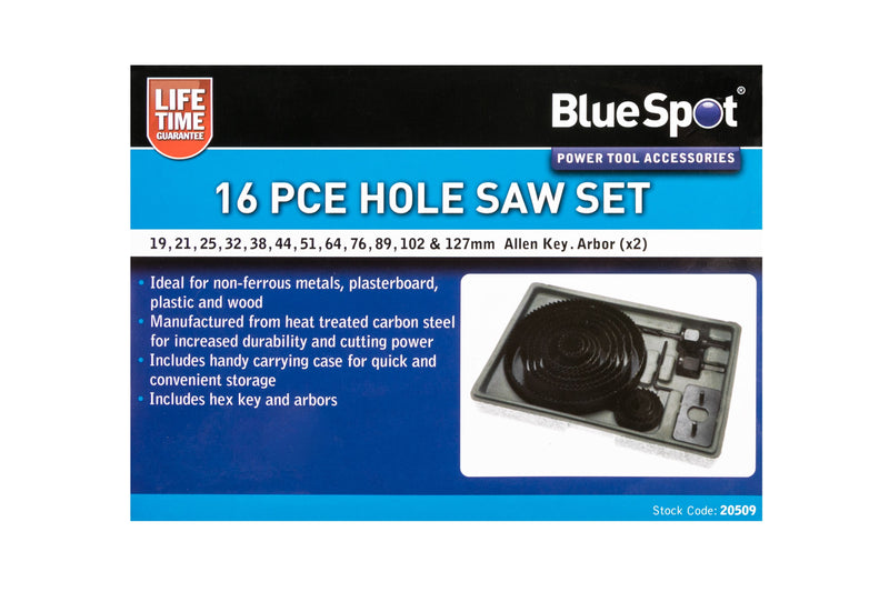 Bluespot 16 PCE Hole Saw Set (19 - 127mm) (20509)