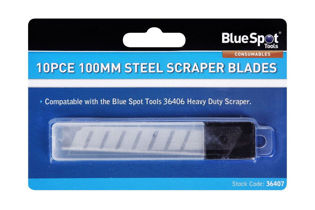 Blue Point Razorblade Scraper Bluespot Heavy Duty Scraper Blades 100mm (4in) 10 Pack (36407) (LOCAL