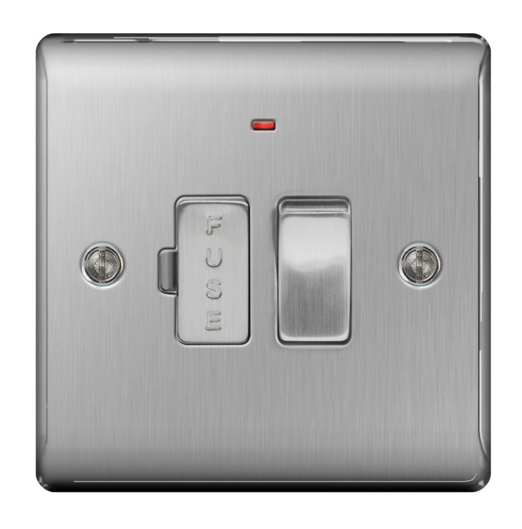 BG Brushed Steel 13A Switched Fused Connection Unit With Power Indicator