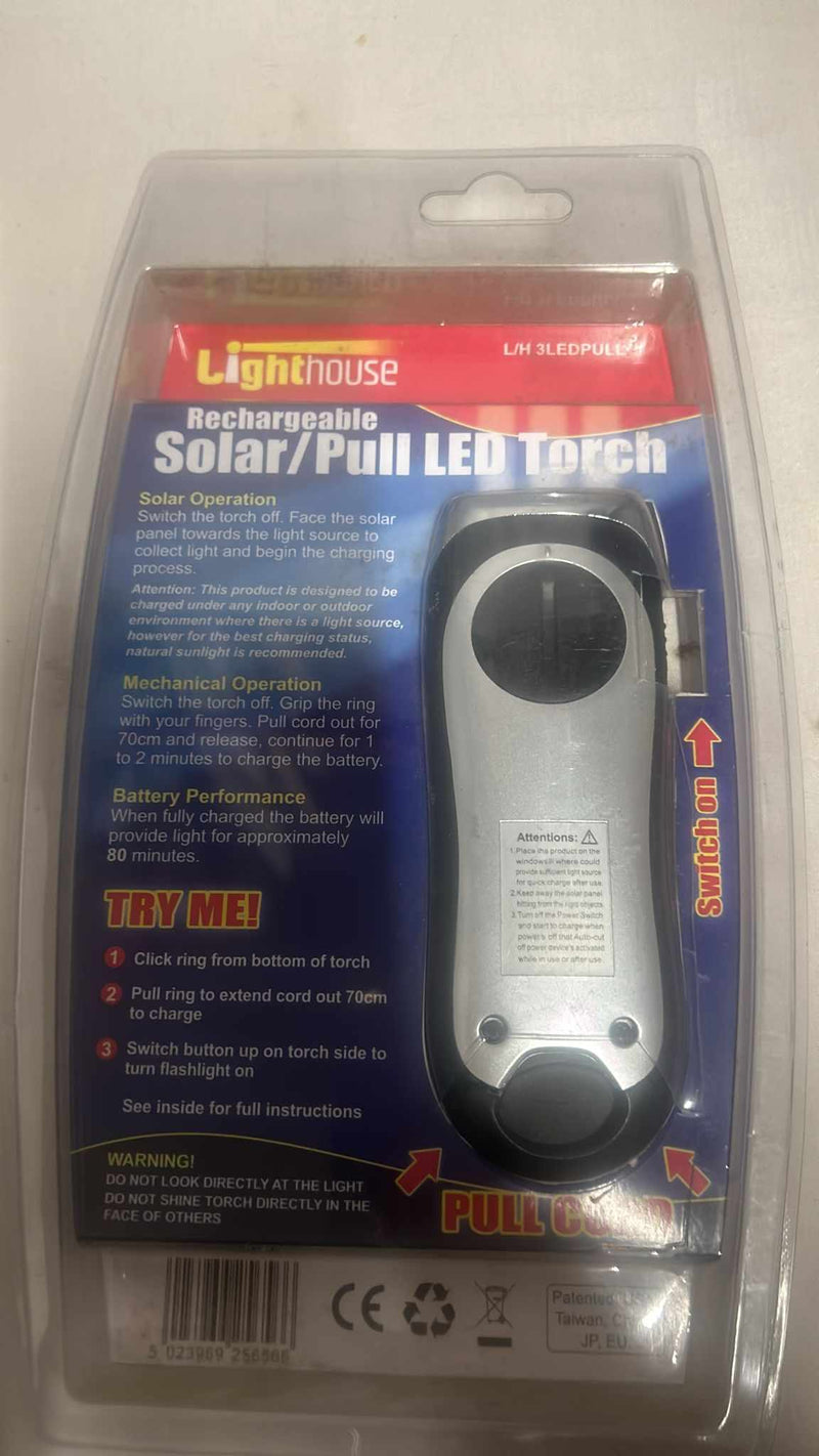 Lighthouse Rechargeable Solar / Pull LED Torch