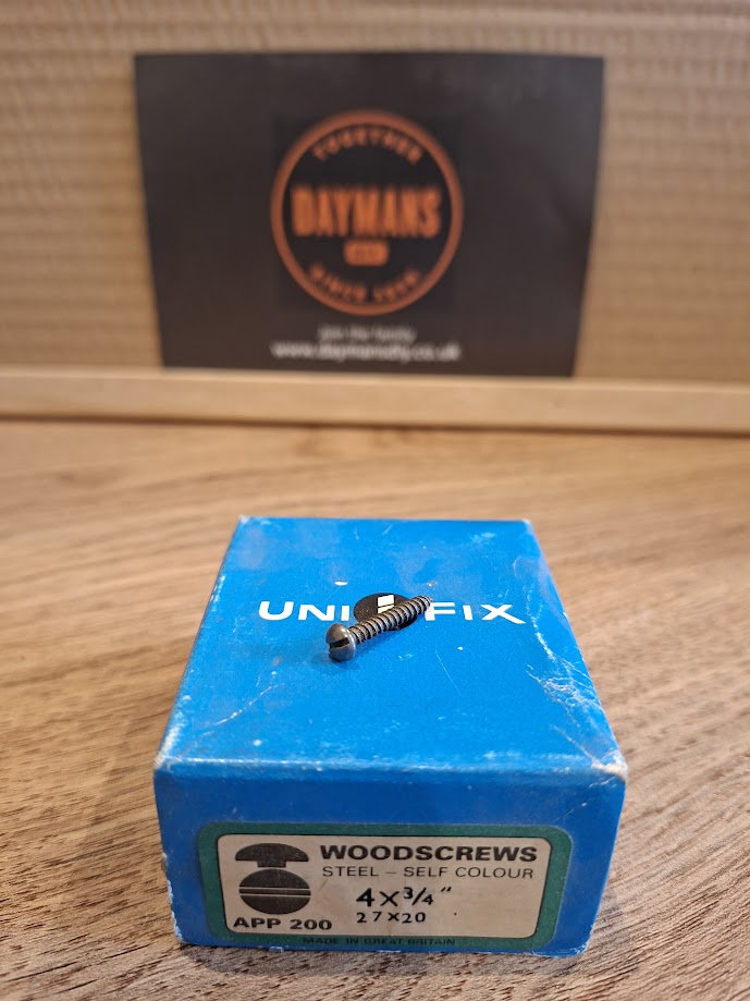 Vintage Unifix 4 x 3/4in Slotted Steel Round Head Screws