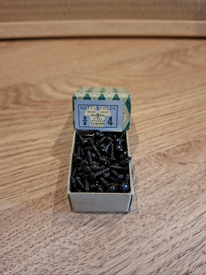 Vintage Nettlefolds 4 x 3/8in Slotted Steel Black Japanned Screws