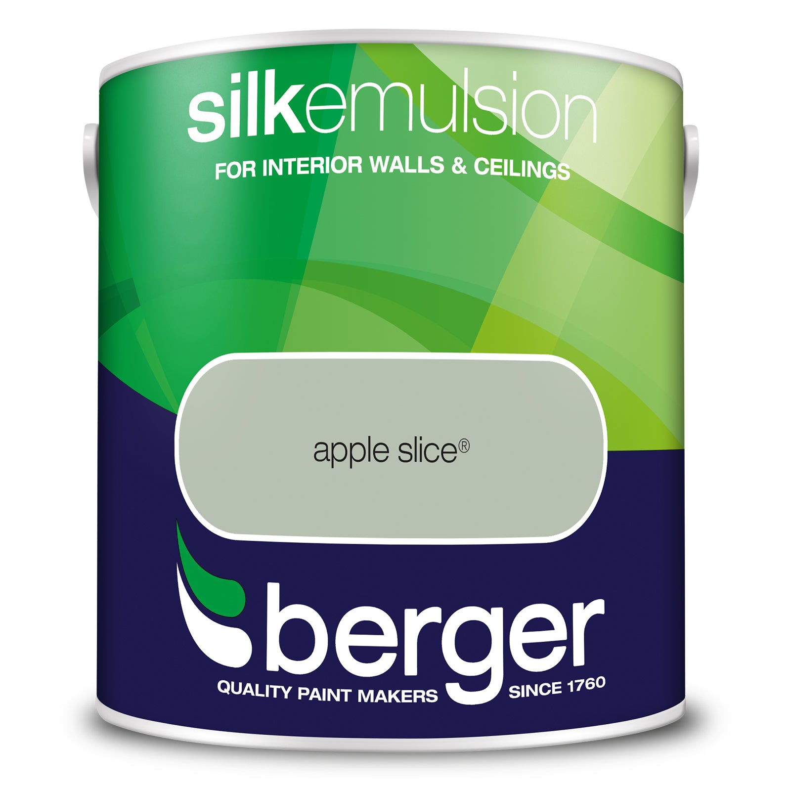 Berger Coloured Silk Emulsion Apple Slice 2.5L (2 Tubs For £35)