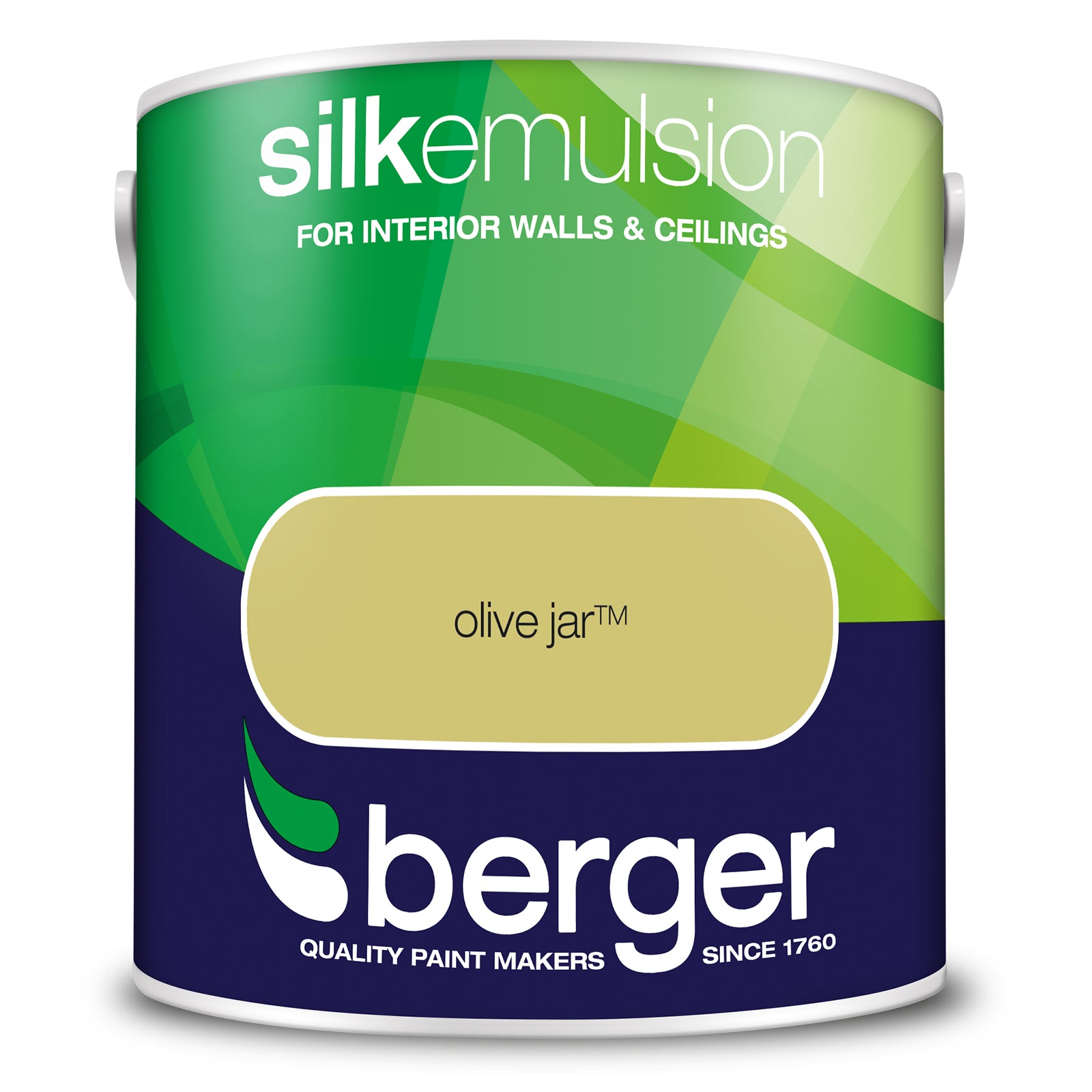 Berger Coloured Silk Emulsion Olive Jar 2.5L (2 Tubs For £35)