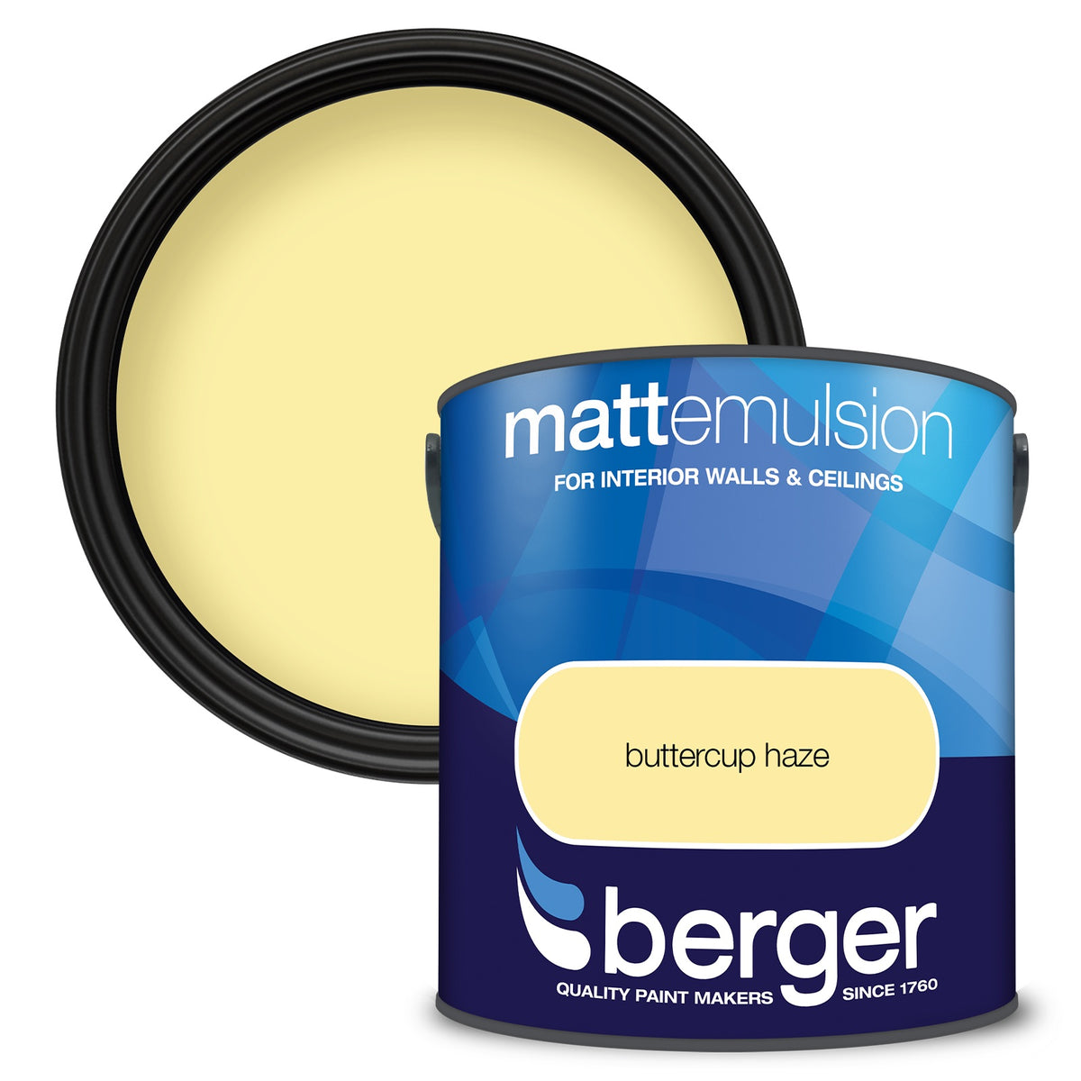 Berger Coloured Matt Emulsion Buttercup Haze 2.5L (2 Tubs For £30)