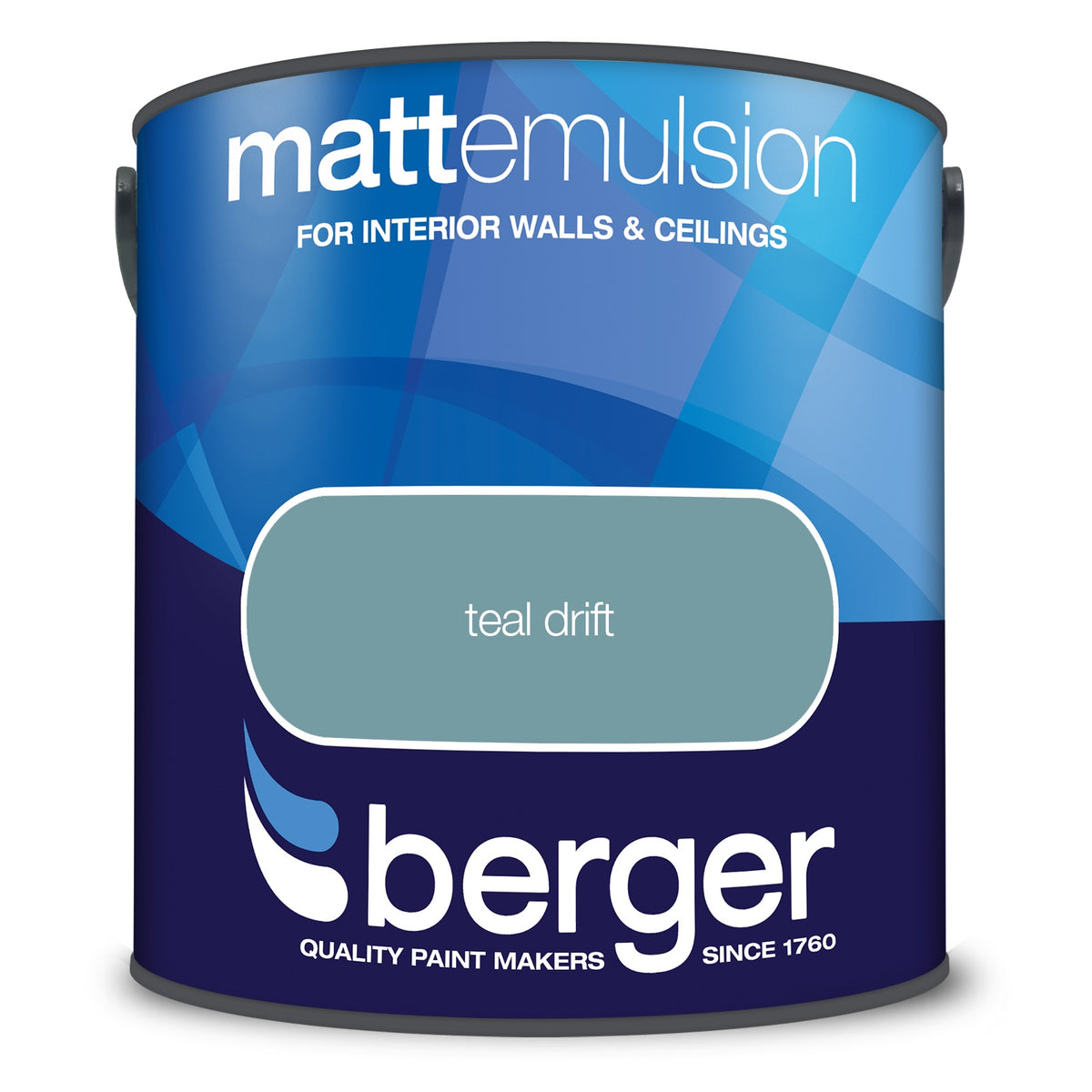 Berger Coloured Matt Emulsion Teal Drift 2.5L (2 Tubs For £30)