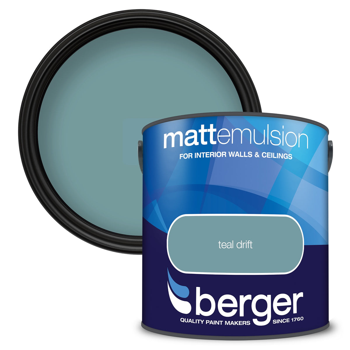 Berger Coloured Matt Emulsion Teal Drift 2.5L (2 Tubs For £30)