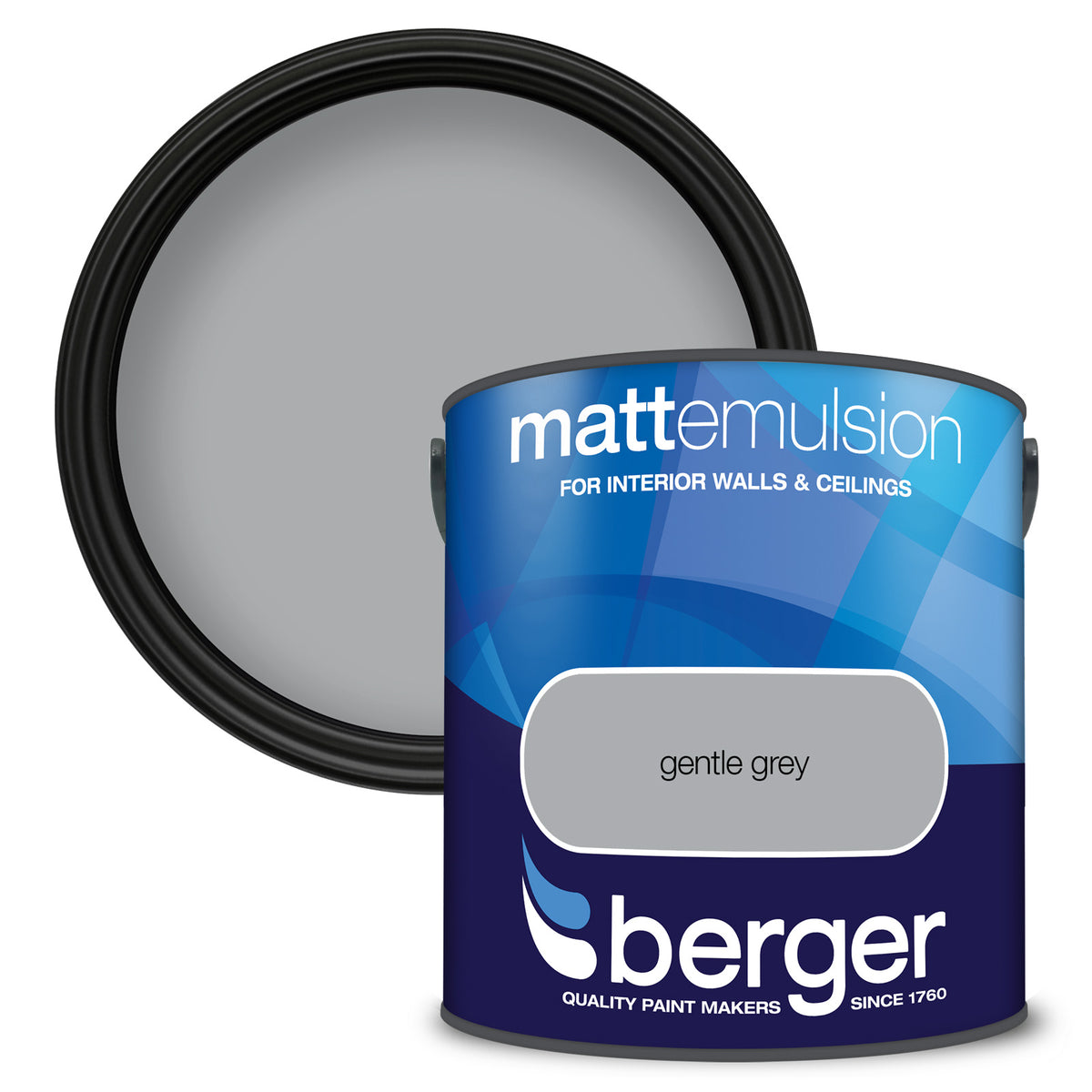 Berger Coloured Matt Emulsion Gentle Grey 2.5L (2 Tubs For £30)