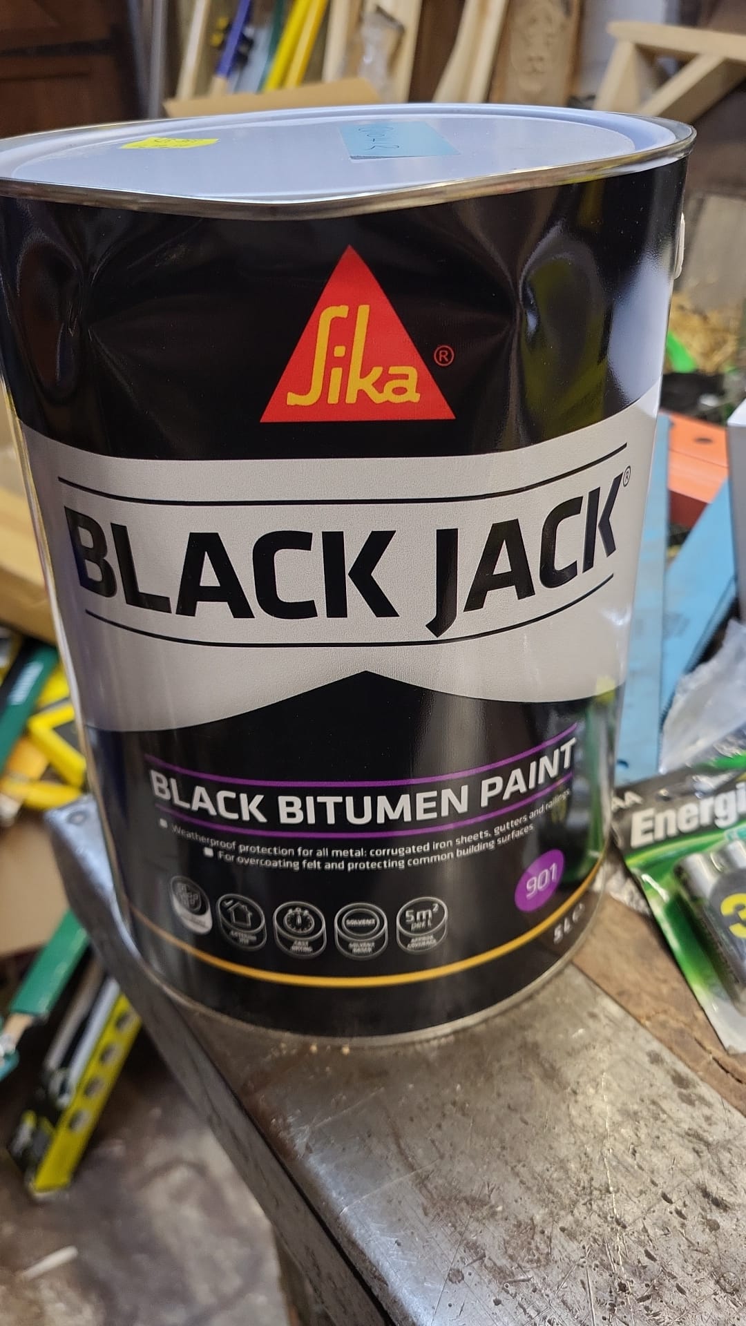 Black Jack Black Bitumen Paint 5 litre (Dented tin)