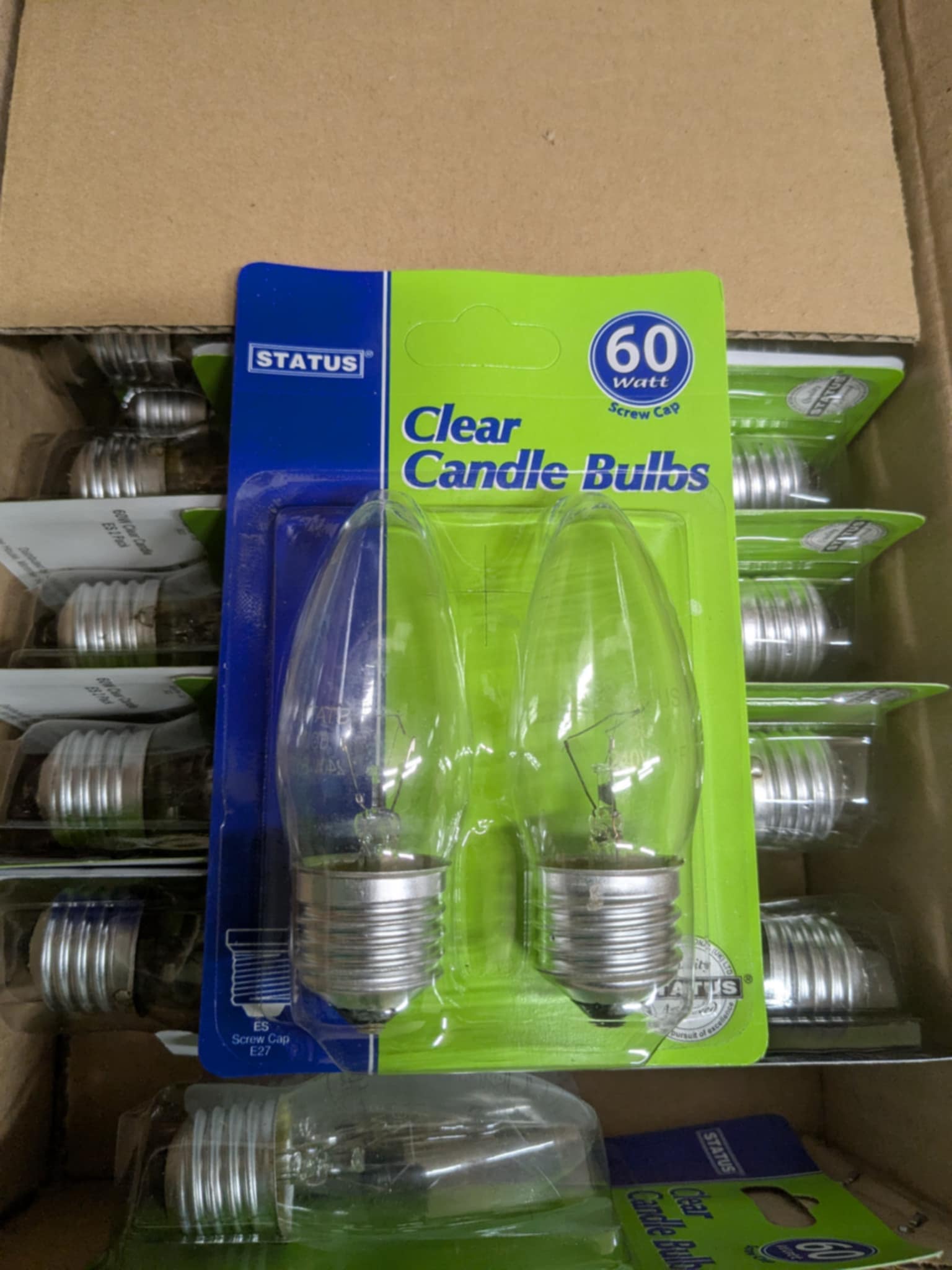 10 packs of 60w Clear Candle Bulbs ES (Large Screw)