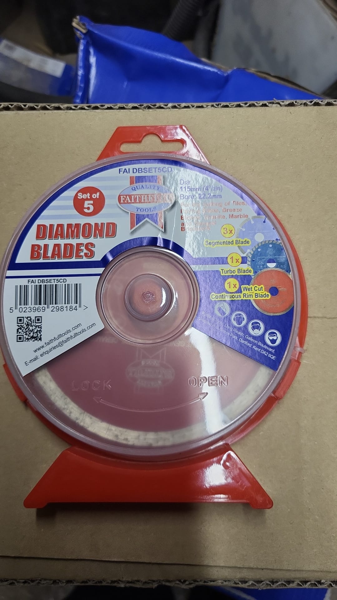 Faithfull Angle Grinder Diamond Blade Set 115 x 22.2mm - 5 Pack (FAIDBSET5CD)