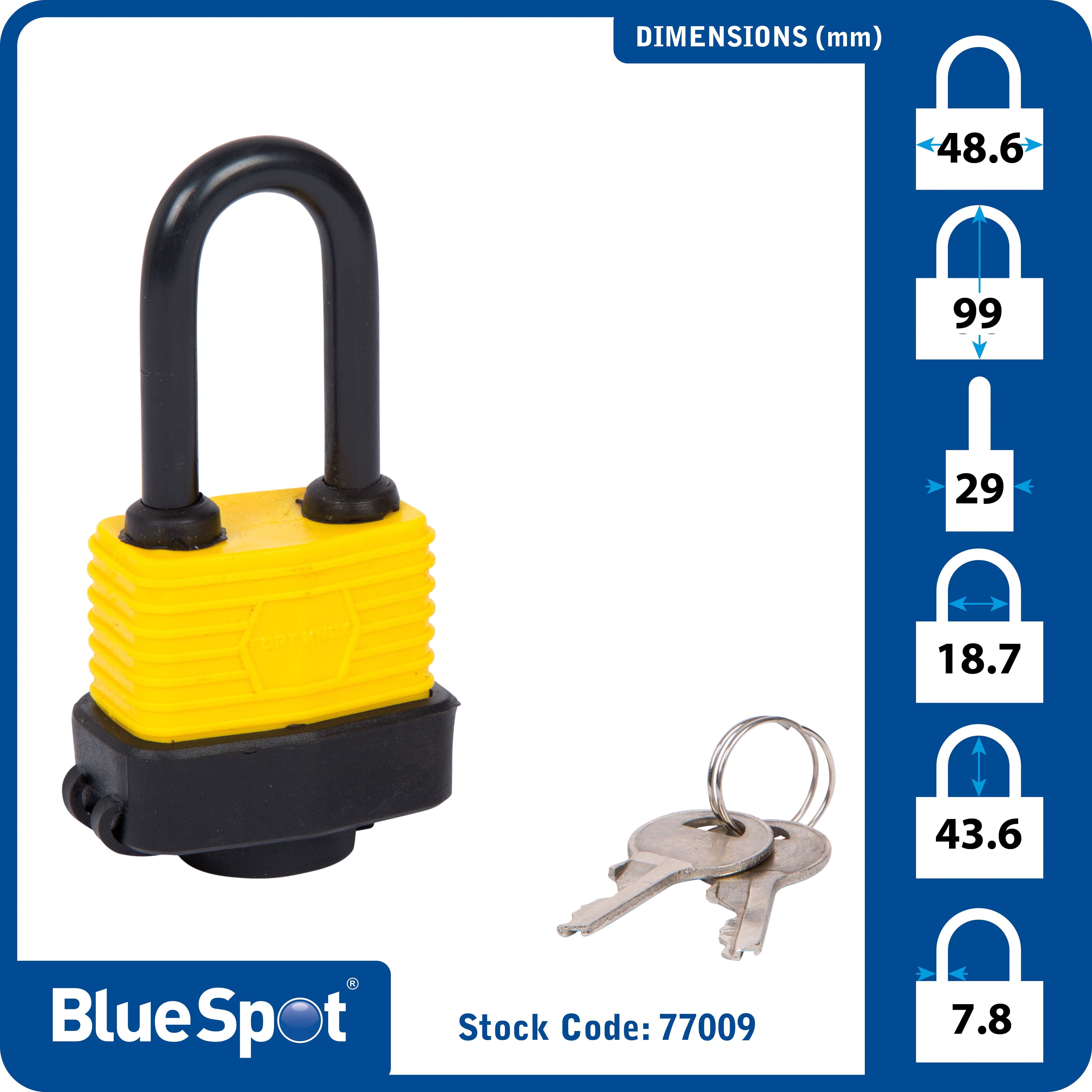 BlueSpot 40mm Long Shackle Weather Resistant Padlock 77009 BlueSpot 40mm Long Shackle Weather Resistant Padlock 77009