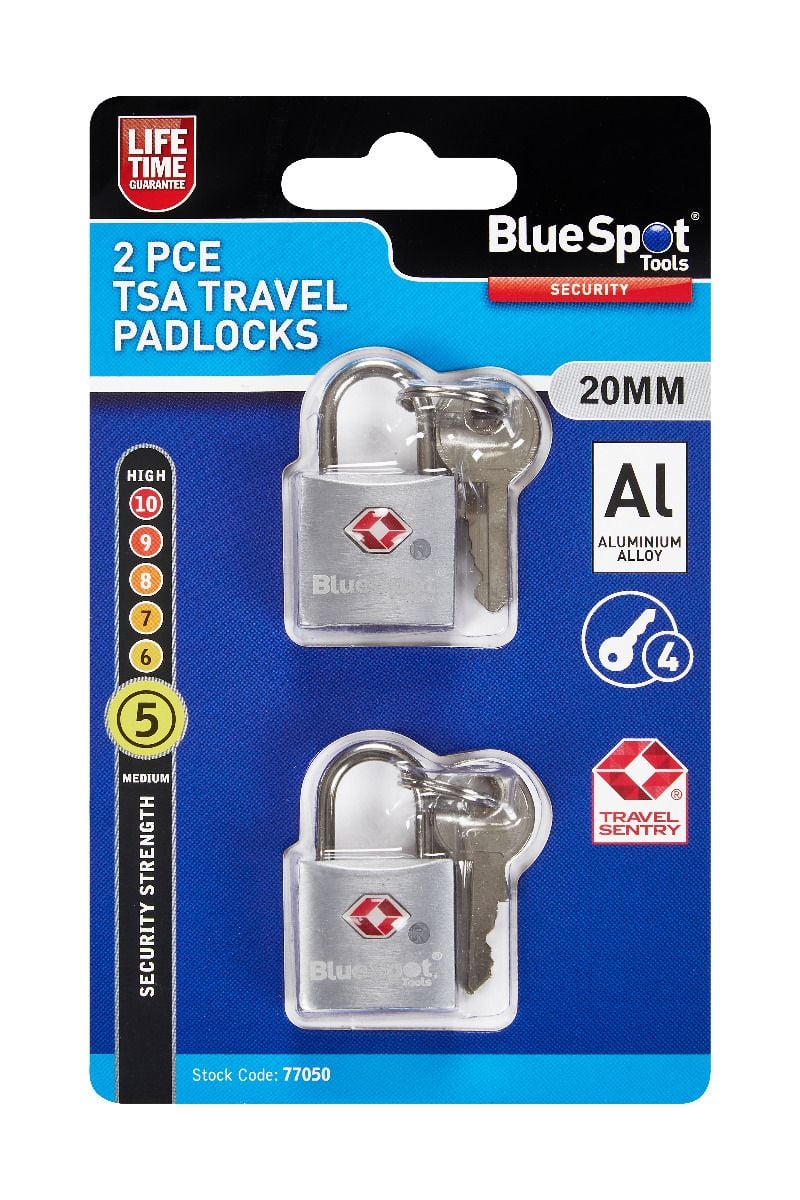 Blue Spot Tools 2 PCE 20mm TSA Travel Padlocks (77050)