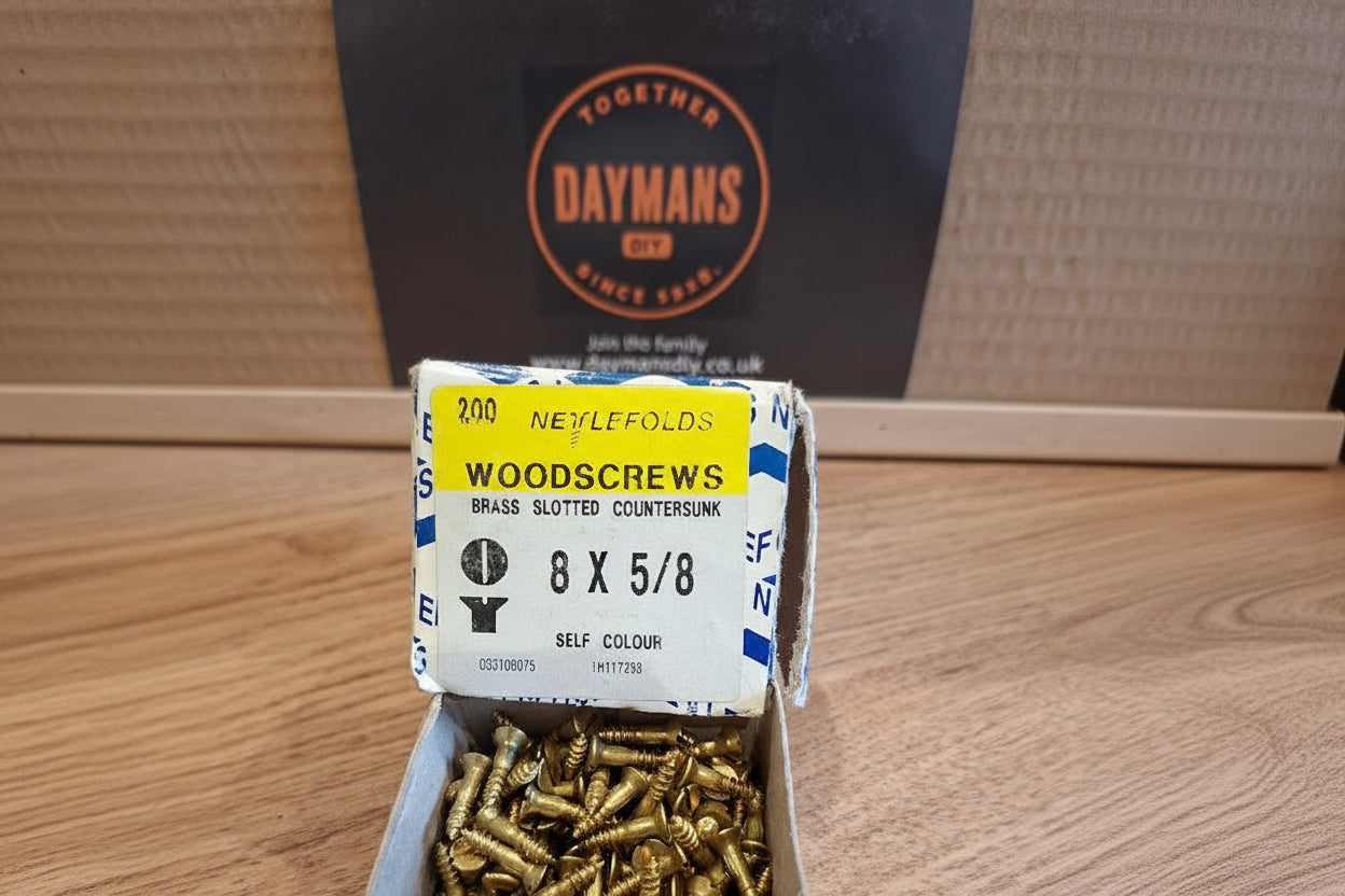 Vintage Nettlefolds 8 x 5/8in Slotted Brass CSK Screws