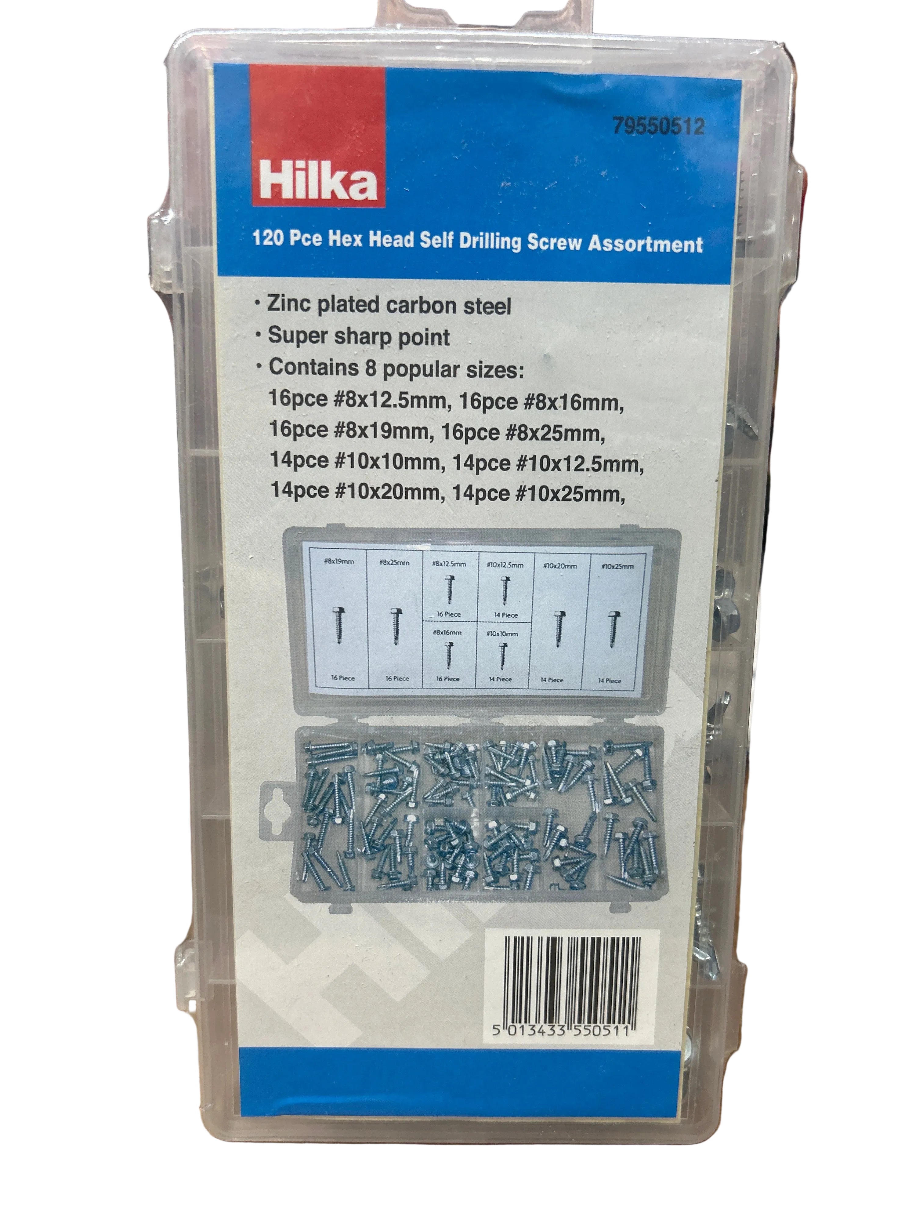 Hilka 120 Pce Hex Head Self Drilling Screw Assortment