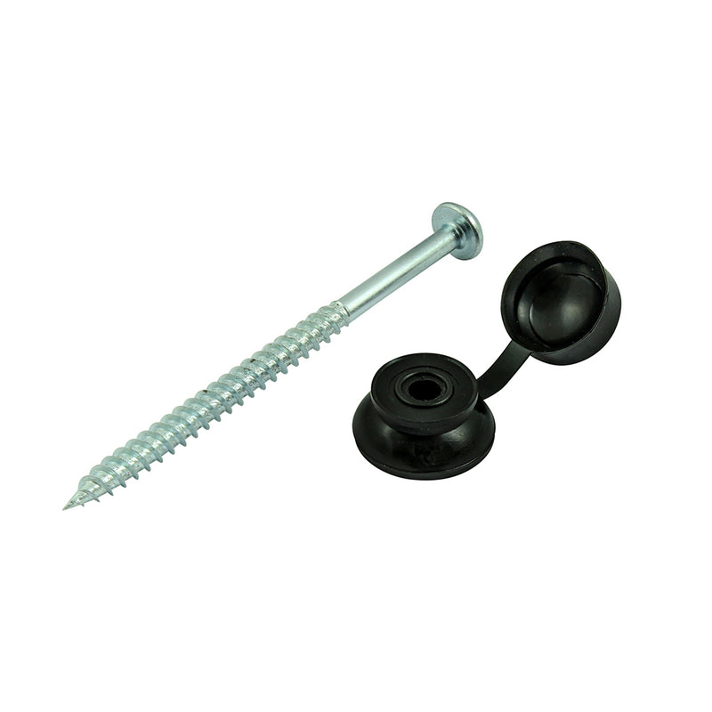Corrugated Roofing Screws Black Caps 5 x 75mm (10 x 3in) - 10 Pack or 50 pack
