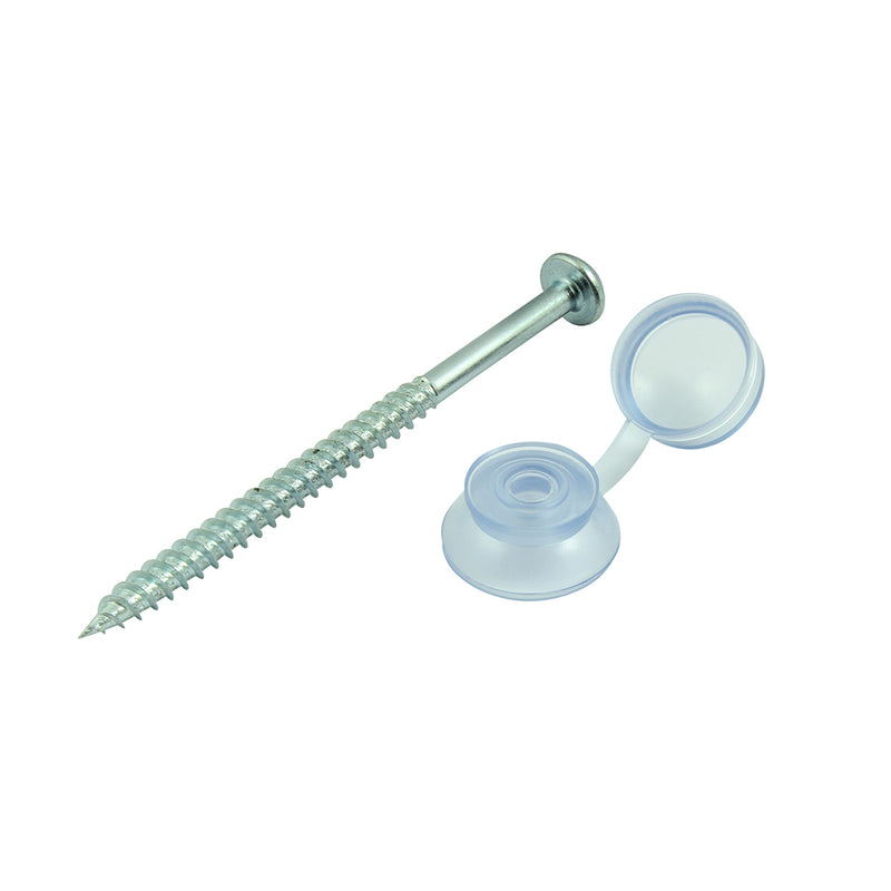 Corrugated Roofing Screws Clear Caps 5 x 75mm (10 x 3in) - 10 Pack or 50 pack