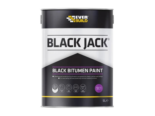Black Jack Black Bitumen Paint 5 litre (Dented tin)