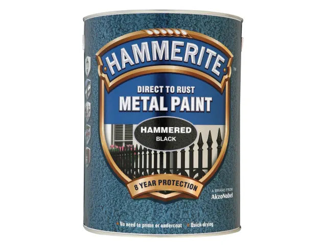 Hammerite Hammered Black Metal Paint 2.5 Litre (Minor dented can)