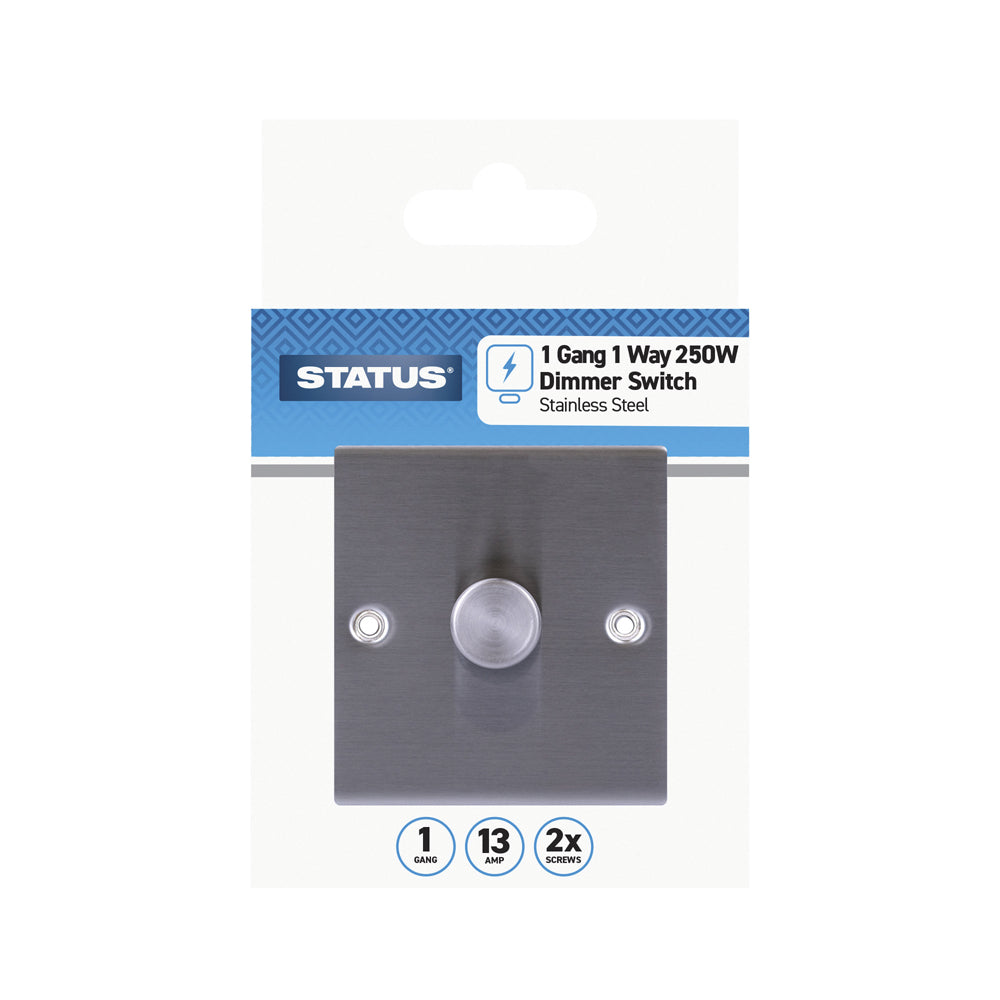 Status 250w 1 Way Stainless Steel Dimmer Switch