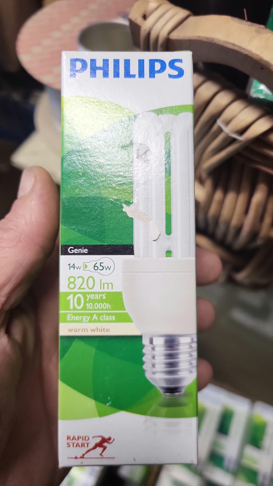 Philips Warm White Light Bulb 14w = 65w Large Screw ES