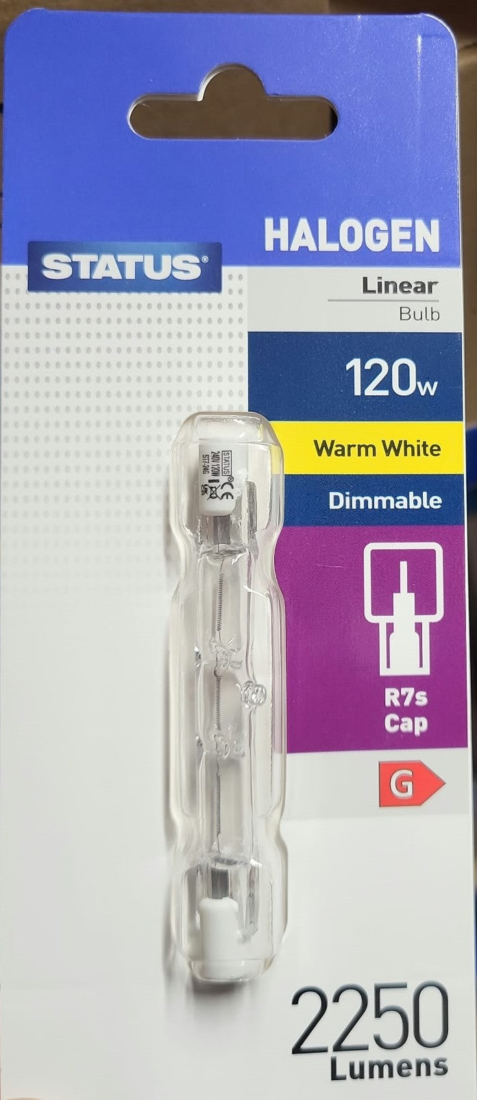 STATUS Halogen Linear 120w Warm White Dimmable R7s Cap