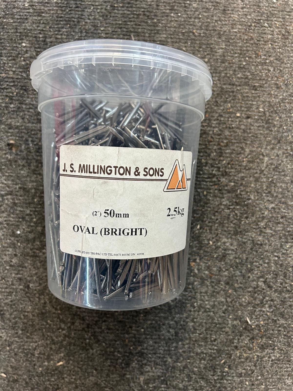 Bright Oval Head Nails 50mm (2in) 2.5kg Tub