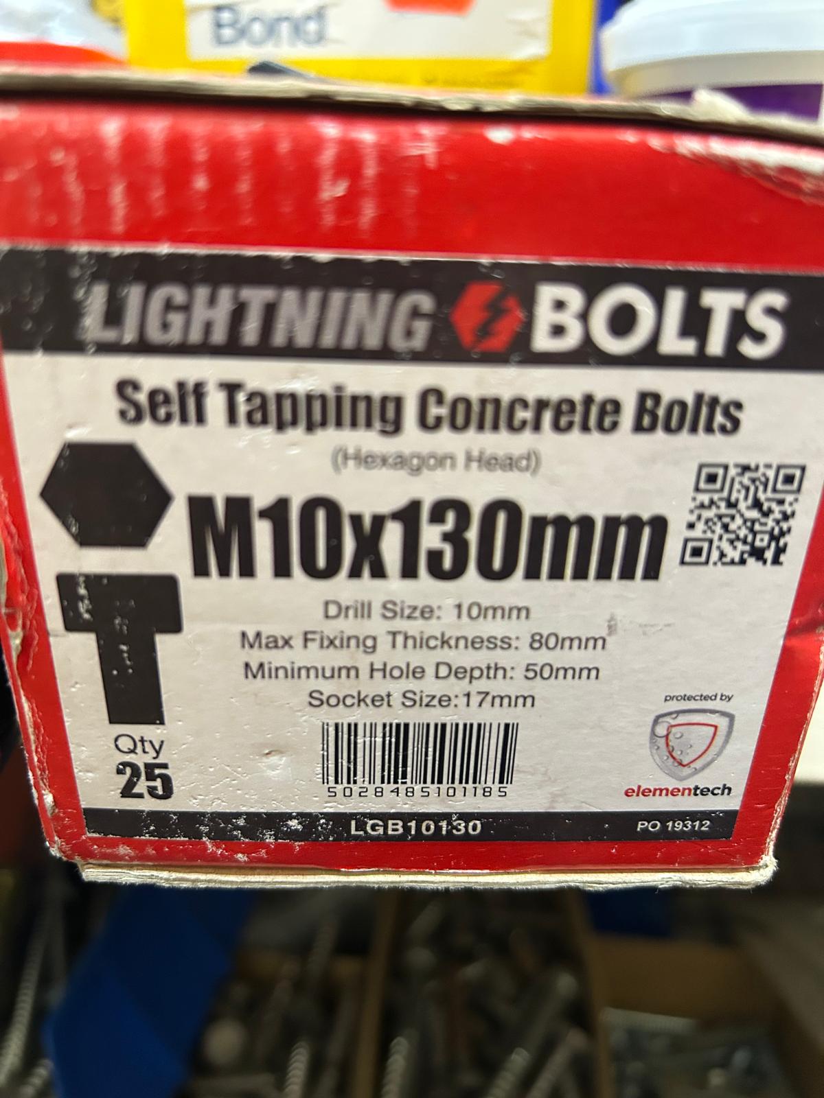 Lightning Bolt M10x130 Box 25 Hex Head