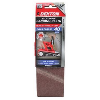 Dekton DT80850 Sanding Belts 40 Grit 75mm x 533mm Pack of 3