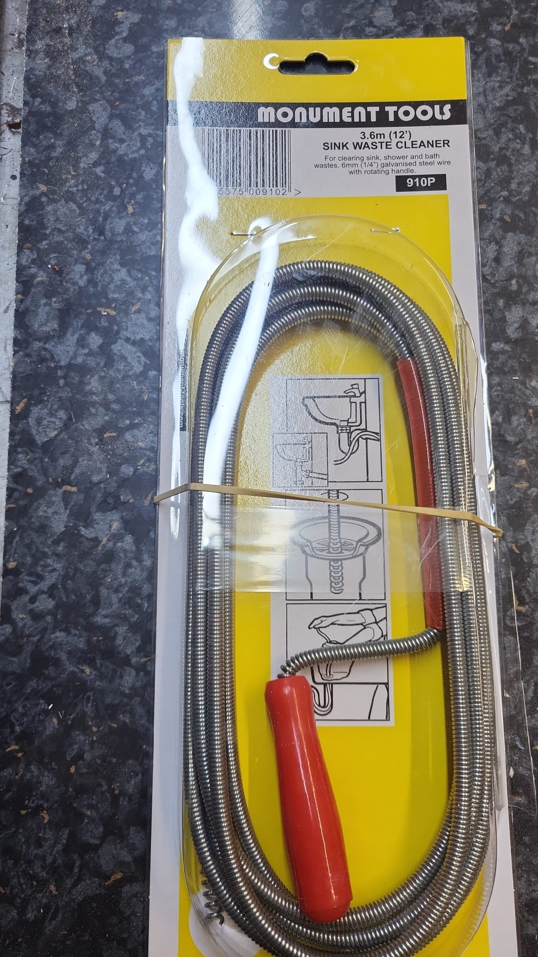 Monument Flexible Drain Cleaner 6mm x 3.6m (1/4in x 12ft) (Damaged Packaging)