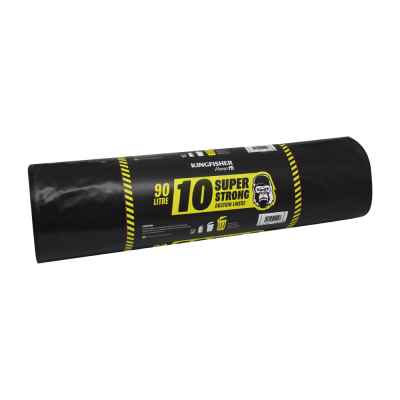 Black Bin Sacks / Heavy Duty Dustbin Liners Super Strong 90 Litre - Roll of 10 (BB10XL)