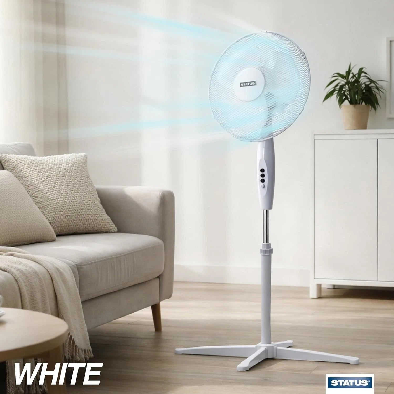 Status 16in White Stand Fan 3 Speed (S16STANDFAN1PKB)