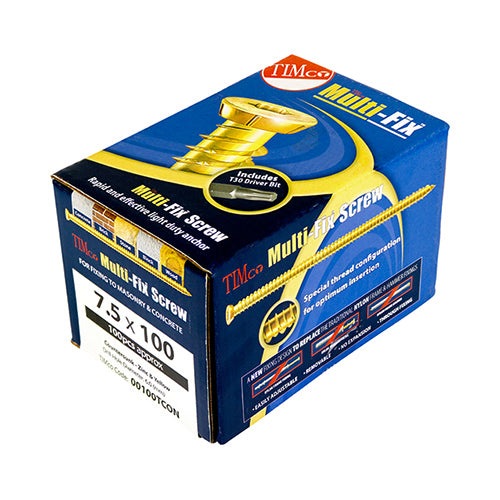 Timco Concrete Frame Screws - TX30 - 7.5 x 90mm (3 1/2") Box of 100